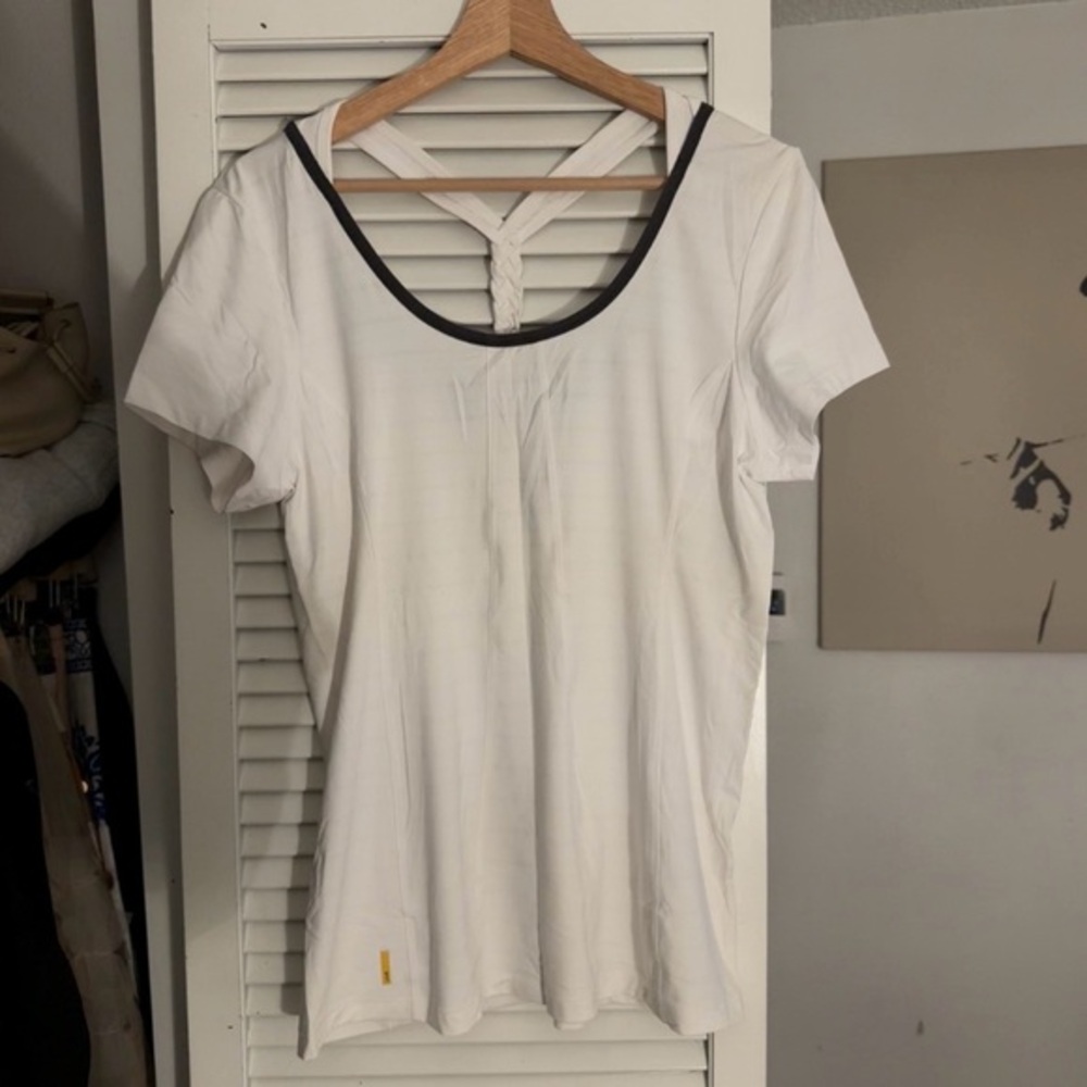Lole Y2K Open Back Athletic Top | White Black | M